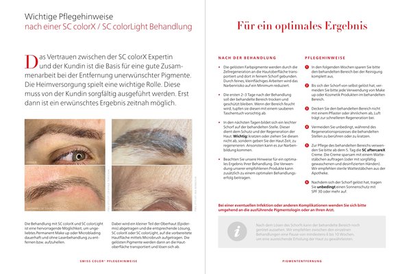 SWISS COLOR Pflegehinweise Removal DE